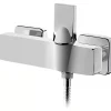 Robinet De Douche|Sanindusa Mitigeur de douche mural design plat épuré Line 42 chromé livré avec raccords excentrés et rosaces de finition