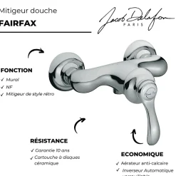 Jacob Delafon Mitigeur de douche mural Fairfax