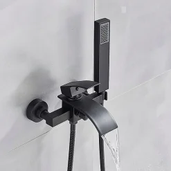 Robinet De Baignoire|Mel deco Mitigeur de douche noir moderne en ABS avec douchette à main, bec en cascade - LEXUS