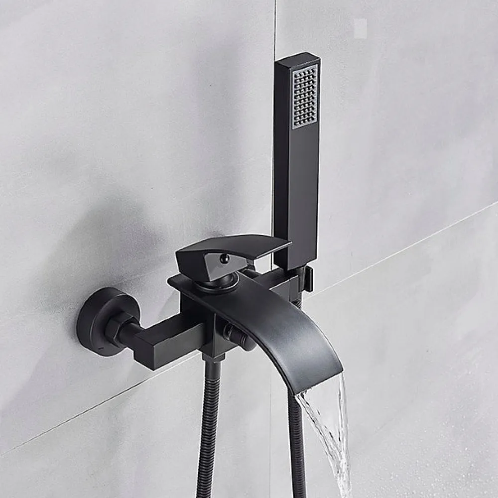 Robinet De Baignoire|Mel deco Mitigeur de douche noir moderne en ABS avec douchette à main, bec en cascade - LEXUS