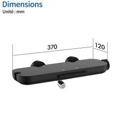 Homelody Mitigeur de Douche Robinet Douche Bain Douche Mural Monocommande à Bouton avec Double Sortie et Plateau Rangement Noir