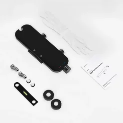 Homelody Mitigeur de Douche Robinet Douche Bain Douche Mural Monocommande à Bouton avec Double Sortie et Plateau Rangement Noir