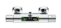 Edouard Rousseau Mitigeur de douche thermostatique chrome avec affichage LED Ekogest