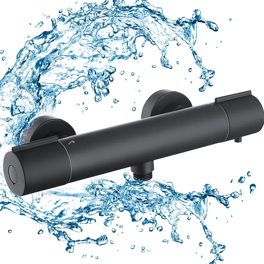 Colonne De Douche Thermostatique|Homelody Mitigeur de douche thermostatique securite 38C temperature stable reglage debit separe mural en laiton noir pour douche