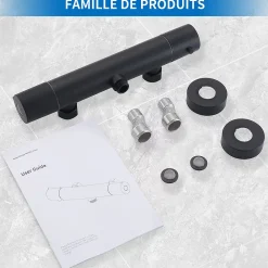 Colonne De Douche Thermostatique|Homelody Mitigeur de douche thermostatique securite 38C temperature stable reglage debit separe mural en laiton noir pour douche