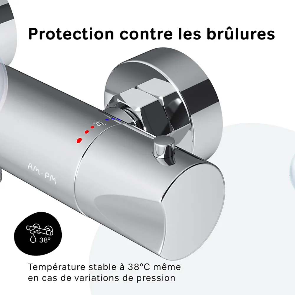 Am.Pm Europe Mitigeur de douche thermostatique Robinet salle de bain Chromé, FTA40000 Hit AM.PM