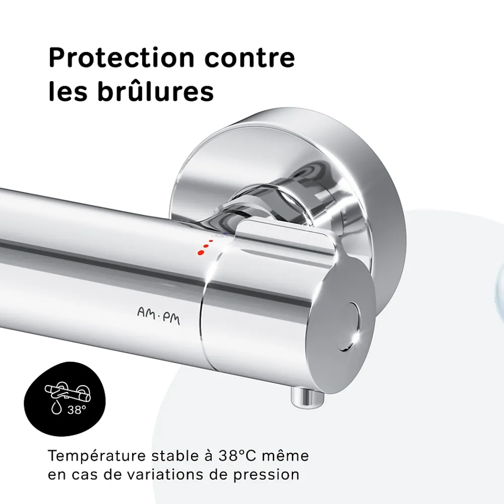 Am.Pm Europe Mitigeur de douche thermostatique Robinet salle de bain Chromé, FGA40000 Gem AM.PM