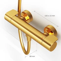 Robinet De Douche|Am.Pm Europe Mitigeur de douche thermostatique Robinet salle de bain, Doré FXA40099 X-Joy AM.PM