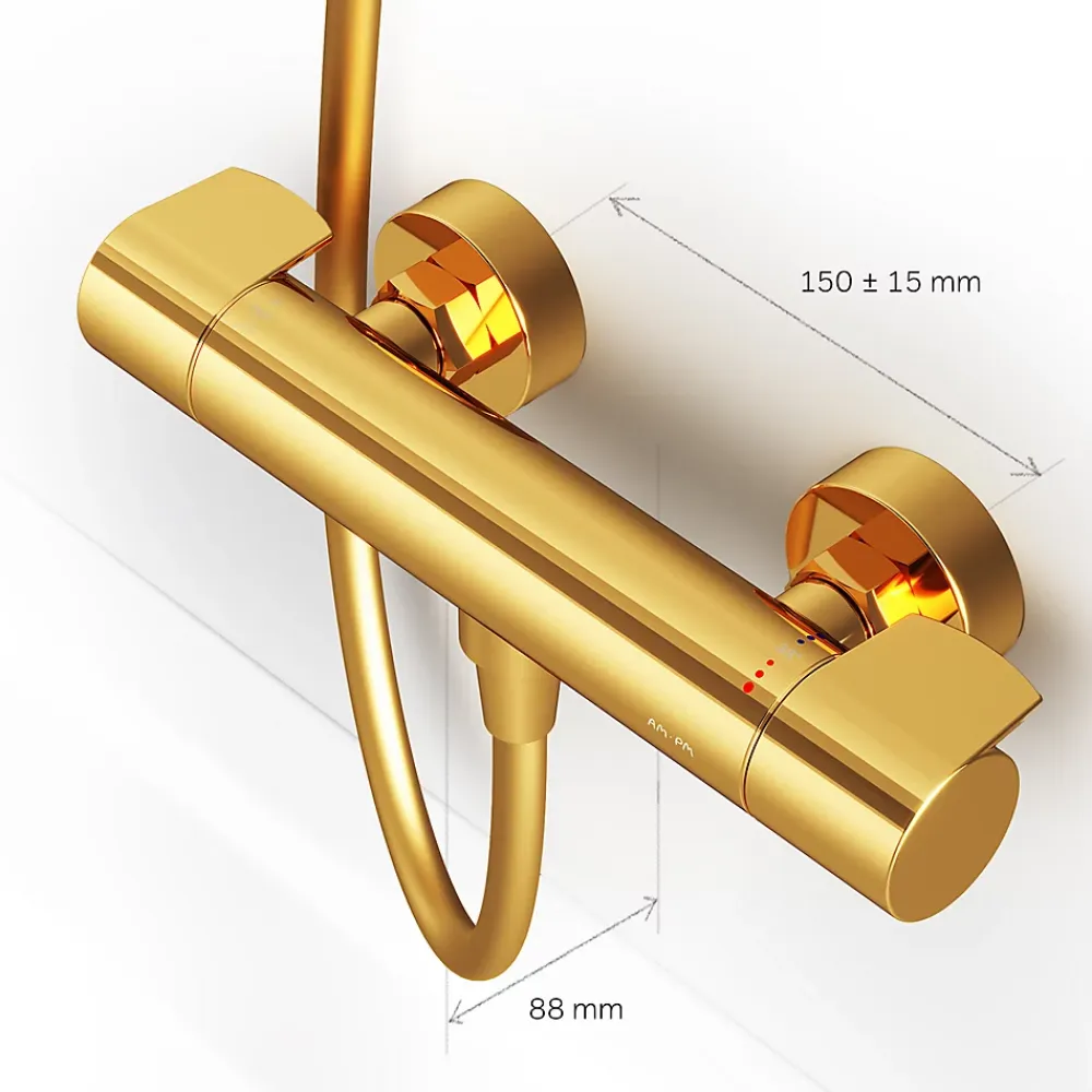 Robinet De Douche|Am.Pm Europe Mitigeur de douche thermostatique Robinet salle de bain, Doré FXA40099 X-Joy AM.PM