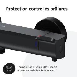 Am.Pm Europe Mitigeur de douche thermostatique Robinet salle de bain, Noir FNA40022 Flash AM.PM