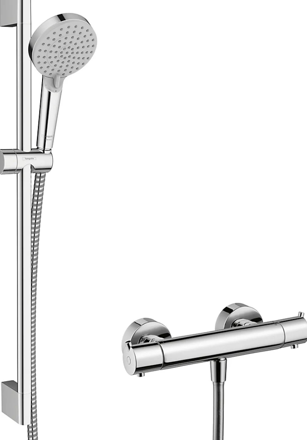Hansgrohe Mitigeur de douche thermostatique avec douchette, flexible et barre réglable chrome Vernis Blend