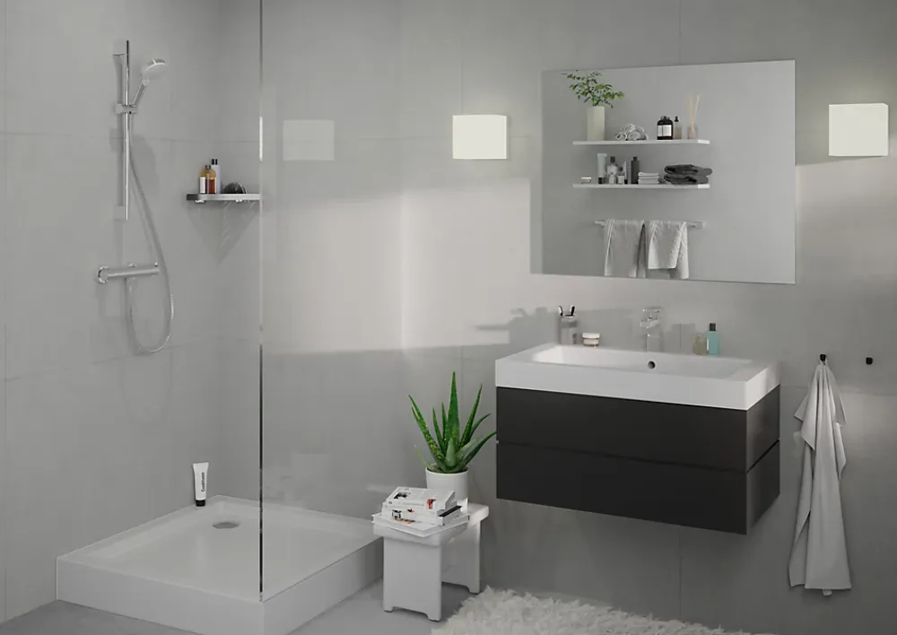 Hansgrohe Mitigeur de douche thermostatique avec douchette, flexible et barre réglable chrome Vernis Blend