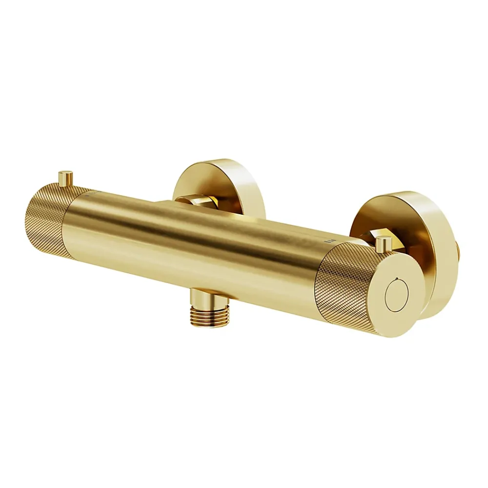Robinet De Douche|GoodHome Mitigeur de douche thermostatique, doré brossé, Owens