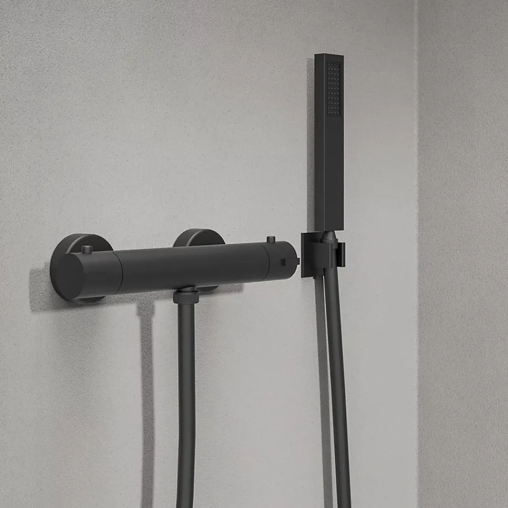 Kramer Mitigeur de douche thermostatique mural, noir mat, Colors