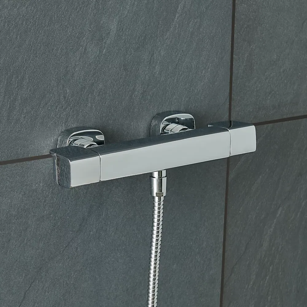 Robinet De Douche|GoodHome Mitigeur de douche thermostatique chromé Teesta