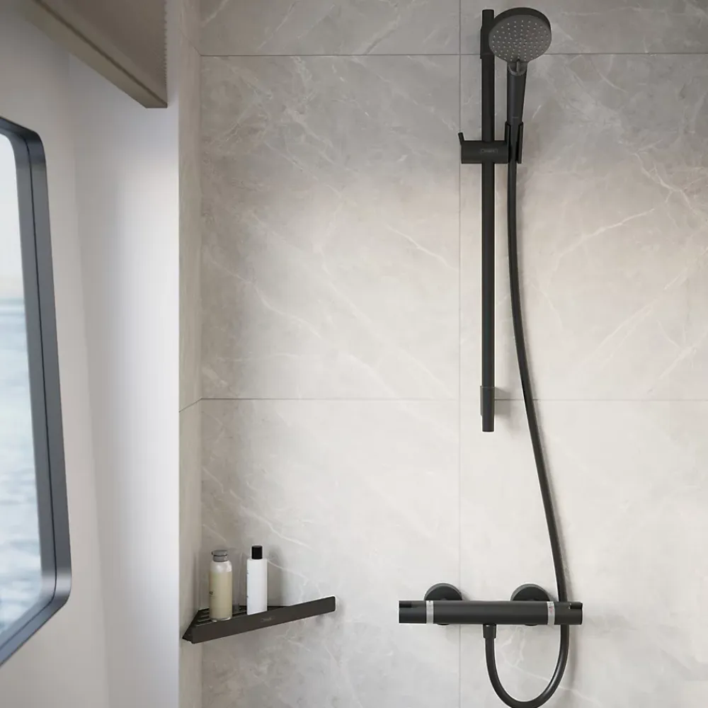 Robinet De Douche|Hansgrohe Mitigeur de douche thermostatique noir Ecostat E