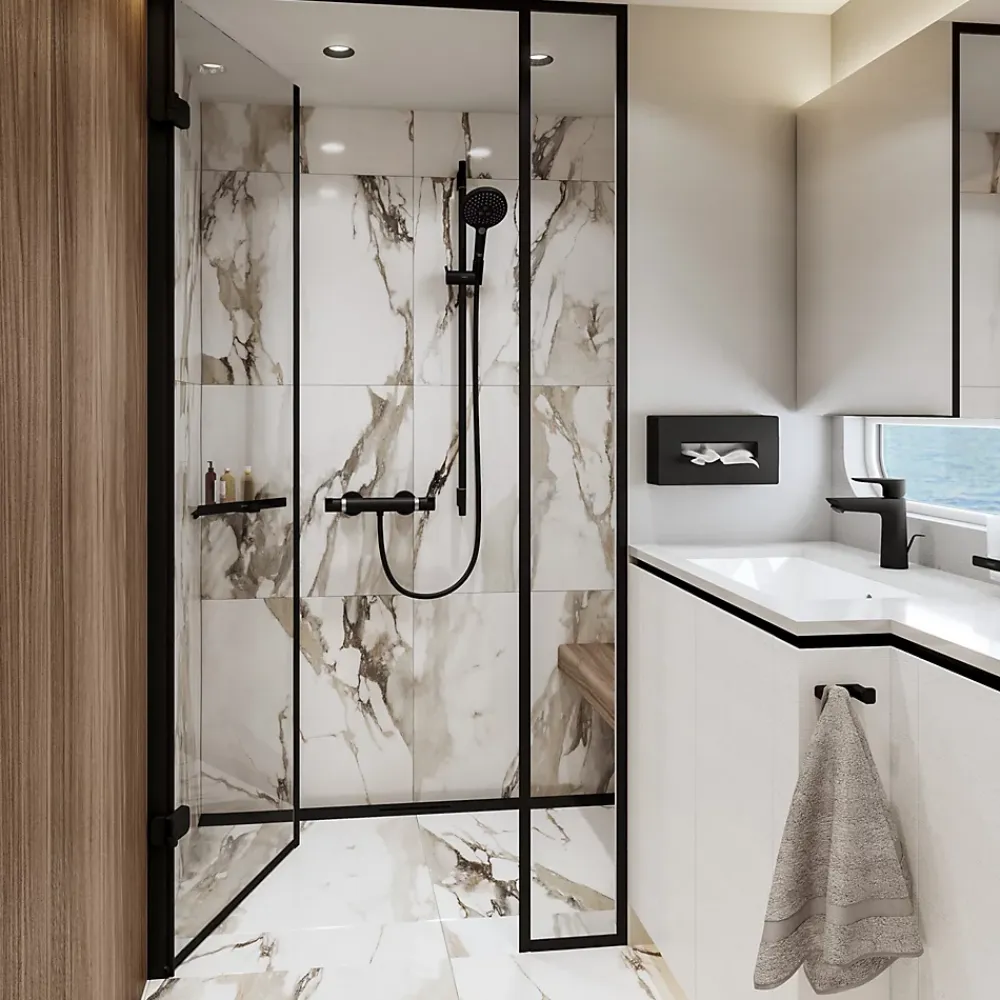 Robinet De Douche|Hansgrohe Mitigeur de douche thermostatique noir Ecostat E