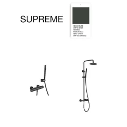 Robinet De Douche|Poalgi Mitigeur de douche thermostatique avec douchette SKY BATH noir mat Inox S304 série SUPREME