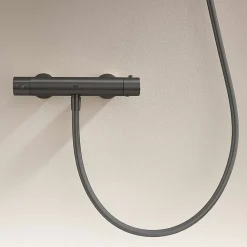 Robinet De Douche|Poalgi Mitigeur de douche thermostatique avec douchette SKY BATH noir mat Inox S304 série SUPREME