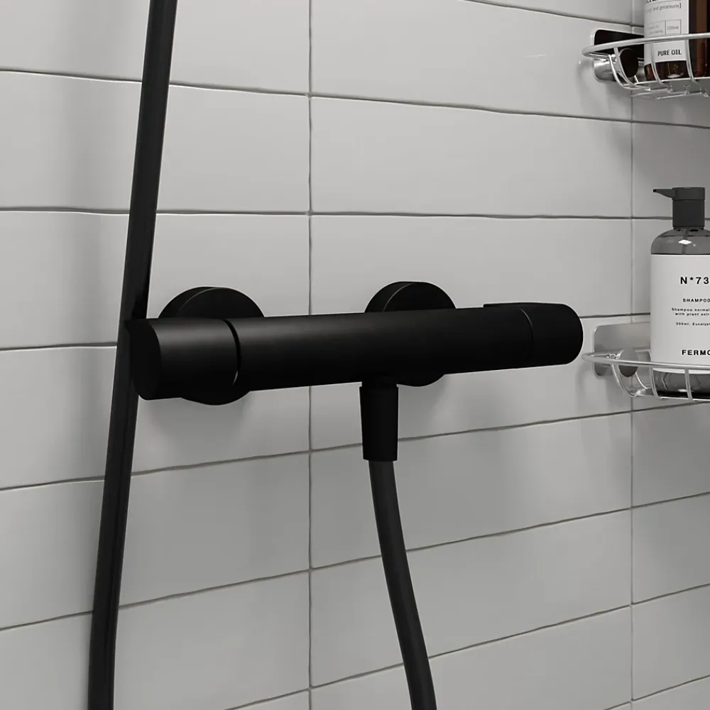 GoodHome Mitigeur de douche thermostatique noir Cavally