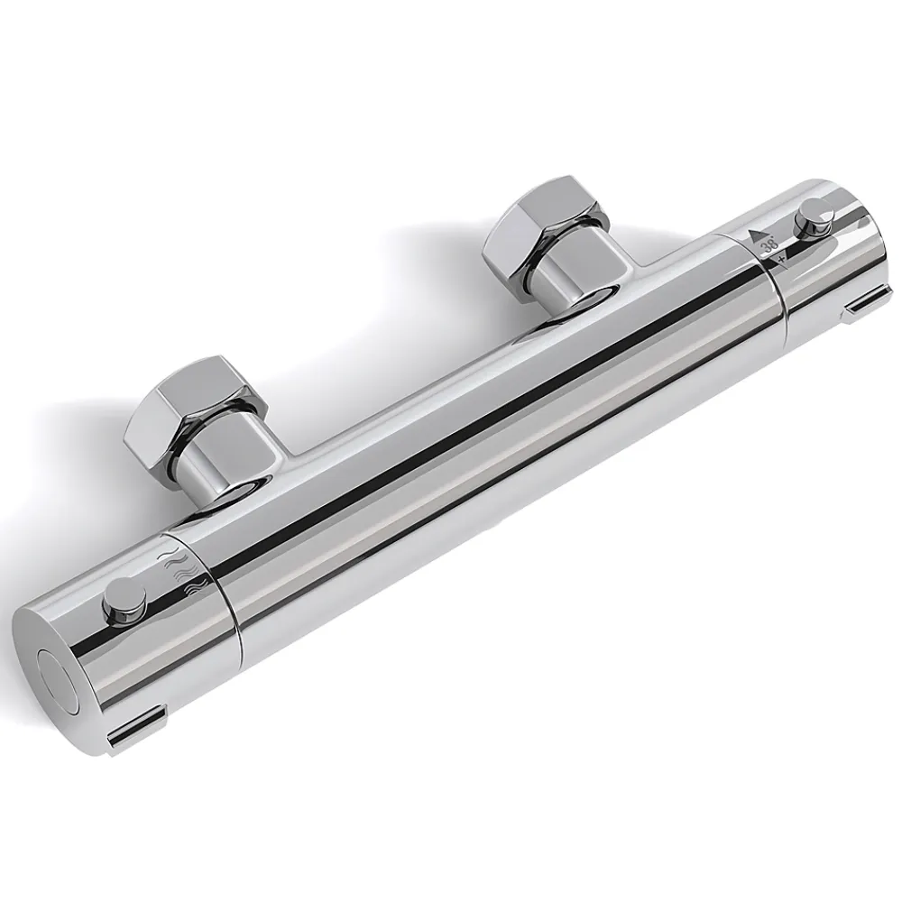 Robinet De Douche|Lomazoo Mitigeur de douche thermostatique chromé - Entraxe 12 cm - avec bouton de sécurité 38C