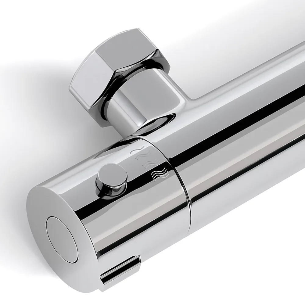Robinet De Douche|Lomazoo Mitigeur de douche thermostatique chromé - Entraxe 12 cm - avec bouton de sécurité 38C