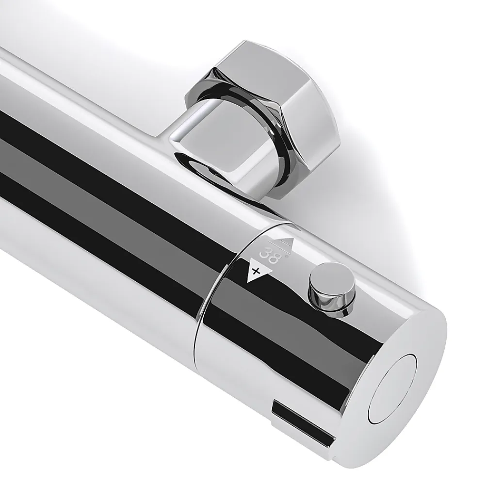 Robinet De Douche|Lomazoo Mitigeur de douche thermostatique chromé - Entraxe 12 cm - avec bouton de sécurité 38C