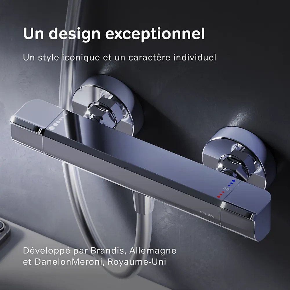 Robinet De Douche|Am.Pm Europe Mitigeur de douche thermostatique Robinet salle de bain, Chromé FNA40000 Flash AM.PM