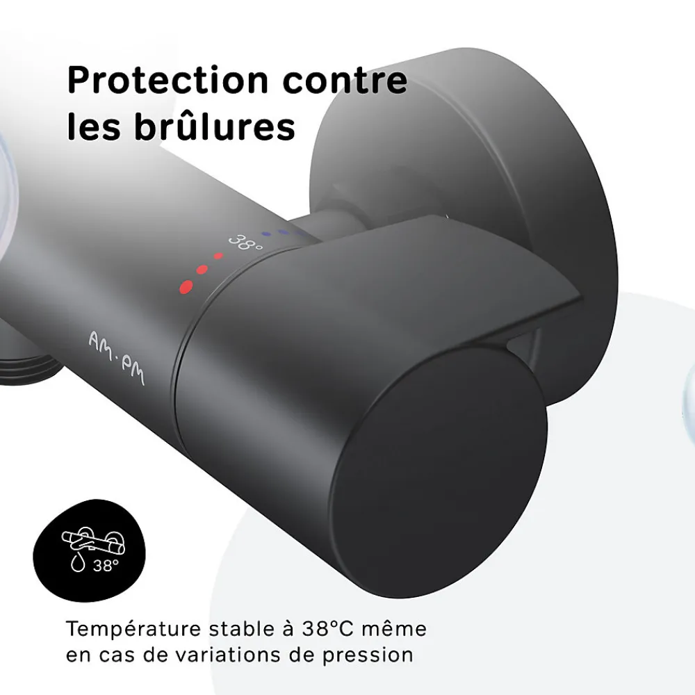 Am.Pm Europe Mitigeur de douche thermostatique Robinet salle de bain Noir, FXA40022 X-Joy AM.PM