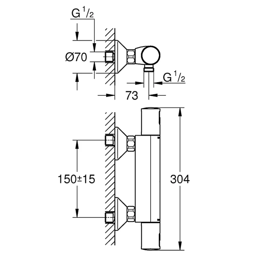 Robinet De Douche|Grohe Mitigeur de douche thermostatique Precision Start noir mat + chiffonnette