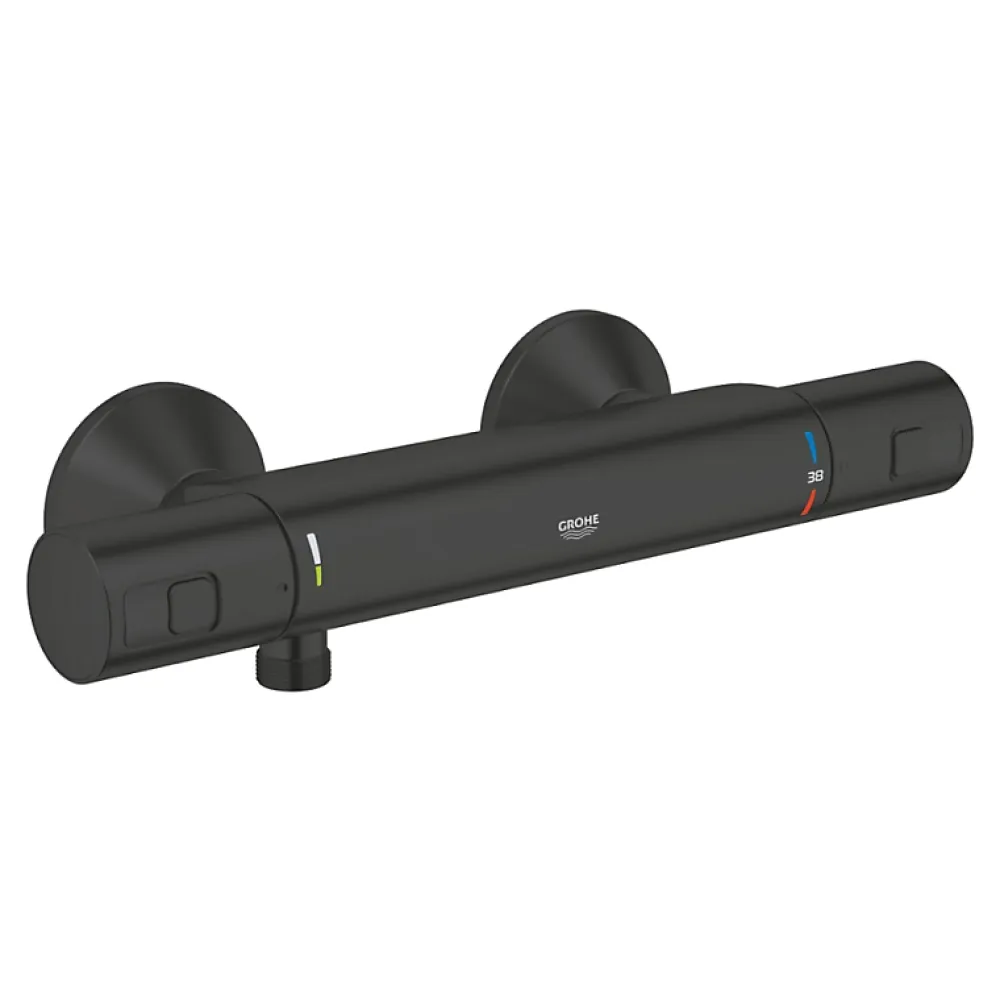 Robinet De Douche|Grohe Mitigeur de douche thermostatique Precision Start noir mat + chiffonnette
