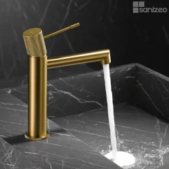 Robinet Lavabo Et Vasque|Imex Mitigeur de Lavabo Anti-Calcaire Bec Bas Or Brossé LINE BDD038-1OC
