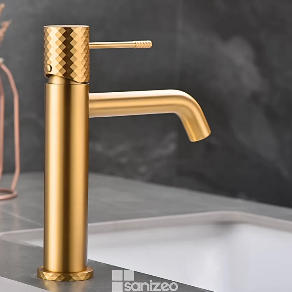 Robinet Lavabo Et Vasque|Imex Mitigeur de Lavabo Anti-Calcaire Bec Bas Or Brossé GENOVA BDG053-1OC