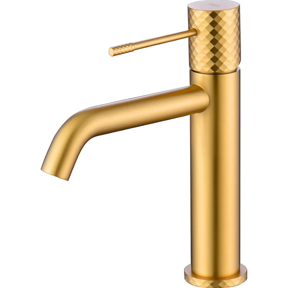 Robinet Lavabo Et Vasque|Imex Mitigeur de Lavabo Anti-Calcaire Bec Bas Or Brossé GENOVA BDG053-1OC