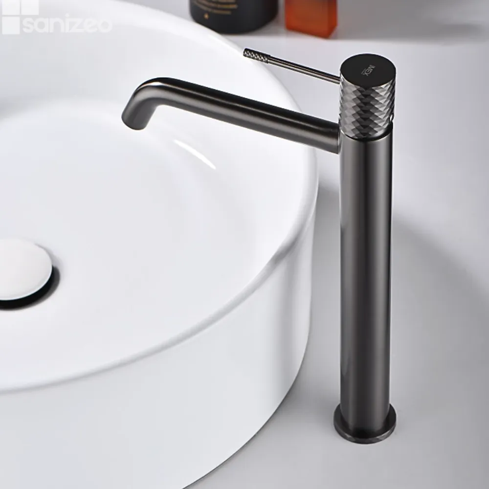 Robinet Lavabo Et Vasque|Imex Mitigeur de Lavabo Anti-Calcaire Bec Haut Black Gun Métal GENOVA BDG053-3BGM