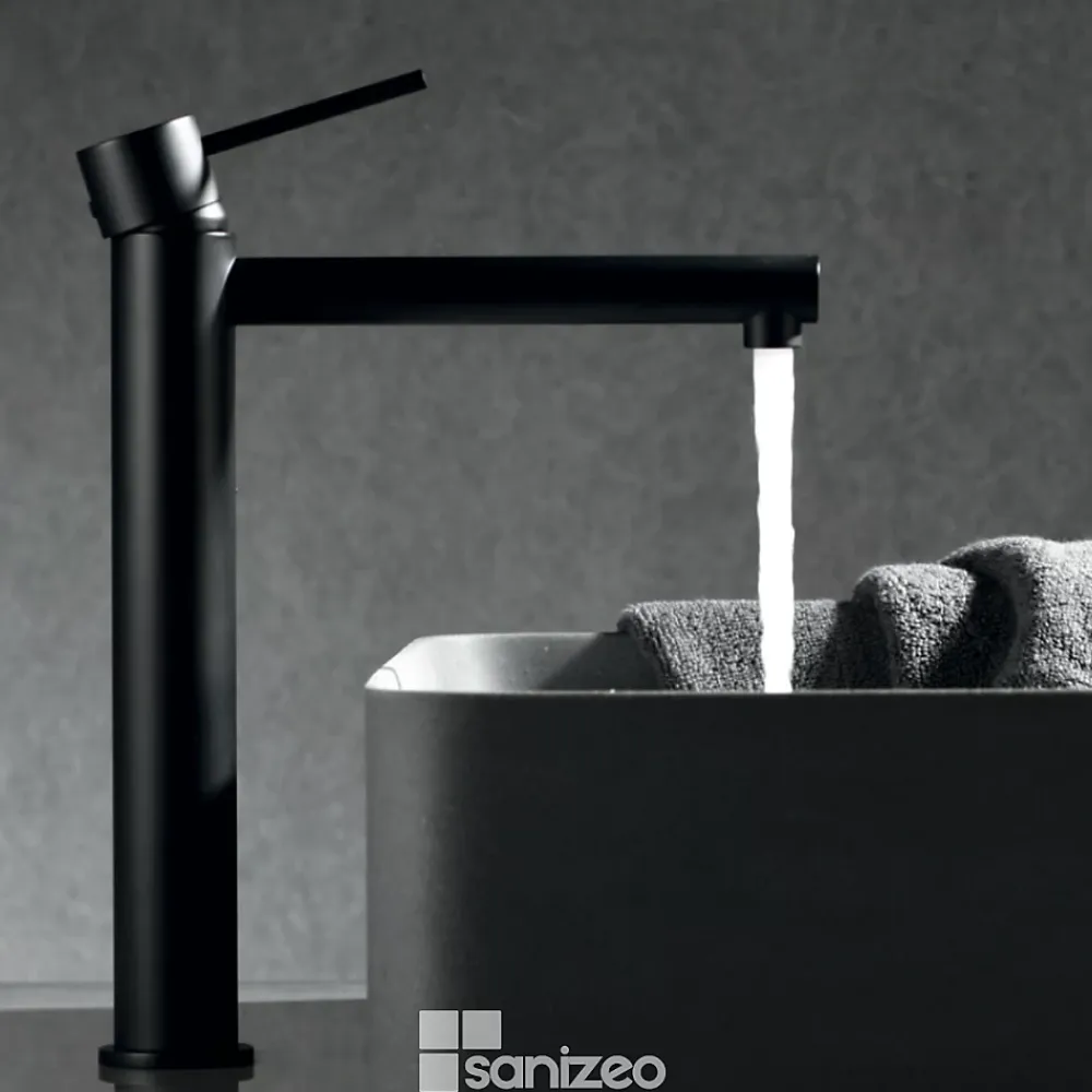 Robinet Lavabo Et Vasque|Imex Mitigeur de Lavabo Anti-Calcaire Bec Haut Noir Mat MILOS STICK BDYS045-3NG