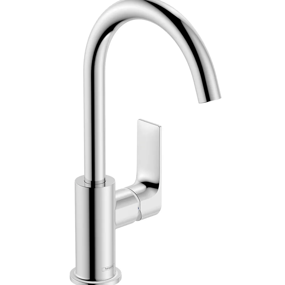 Hansgrohe Mitigeur de lavabo avec bec orientable, tirette et vidage chromé, Rebris E 210