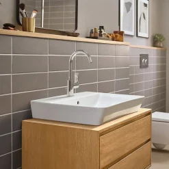 Hansgrohe Mitigeur de lavabo avec bec orientable, tirette et vidage chromé, Rebris E 210