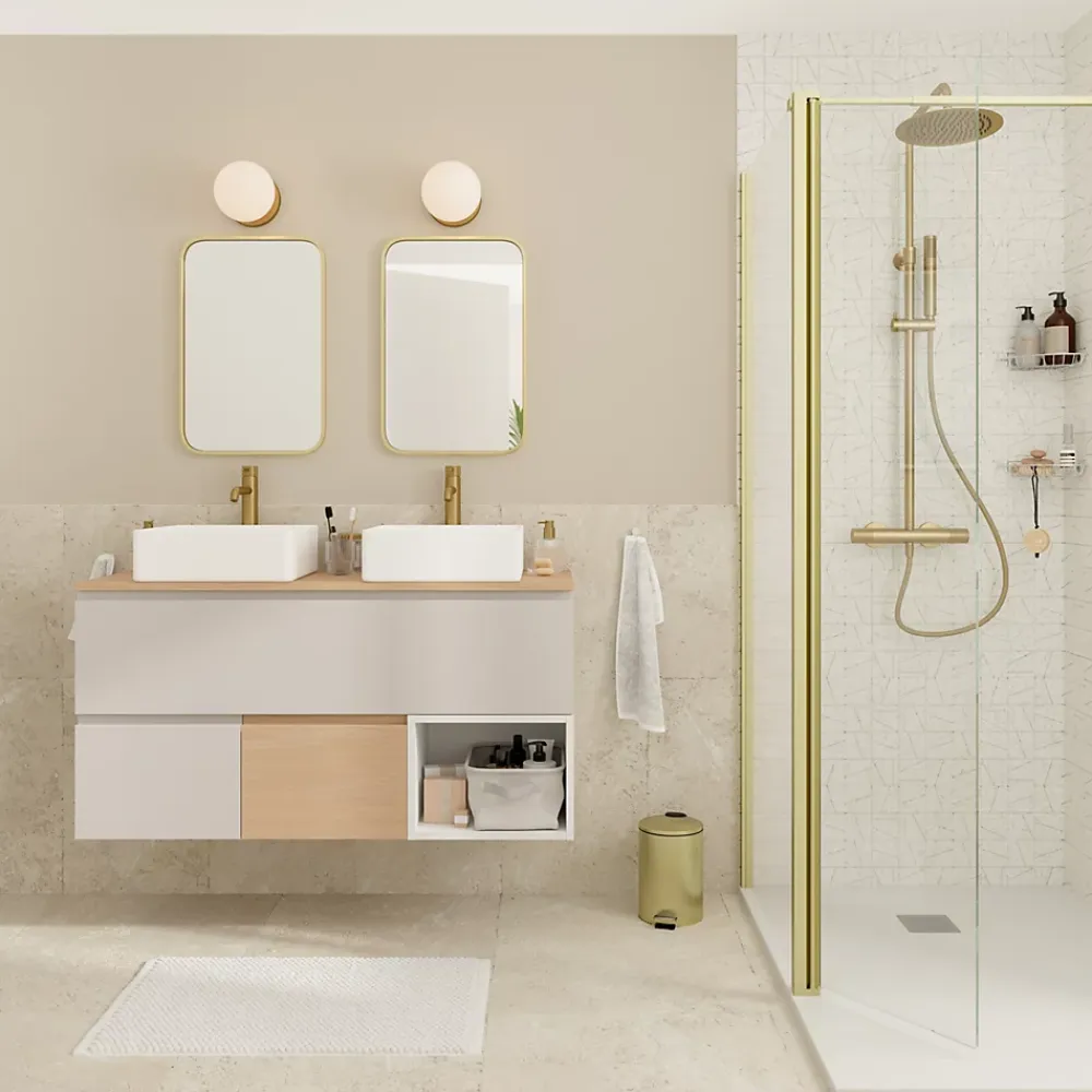 GoodHome Mitigeur de lavabo avec mousseur orientable, taille M, doré, H.14,3 cm, Maza