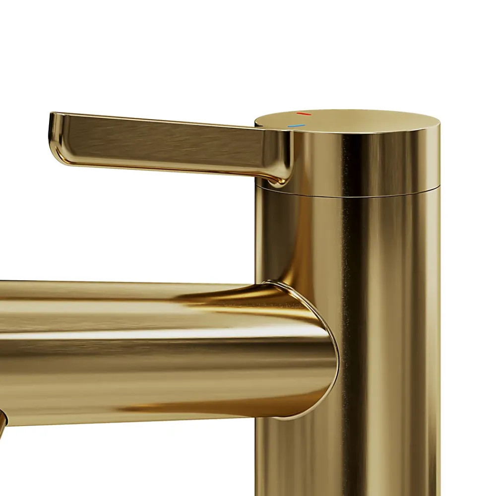 GoodHome Mitigeur de lavabo avec mousseur orientable, taille M, doré, H.14,3 cm, Maza