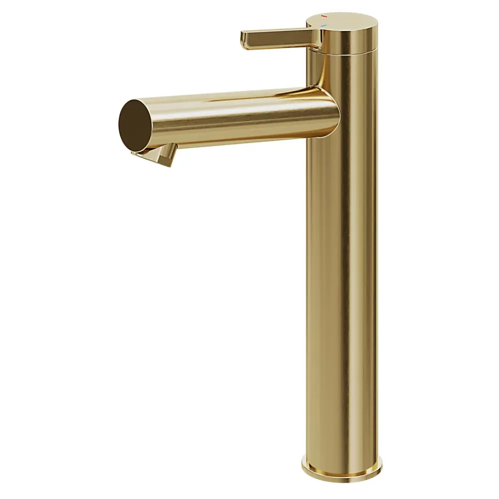 GoodHome Mitigeur de lavabo avec mousseur orientable, taille XL, doré, H.25,7 cm, Maza