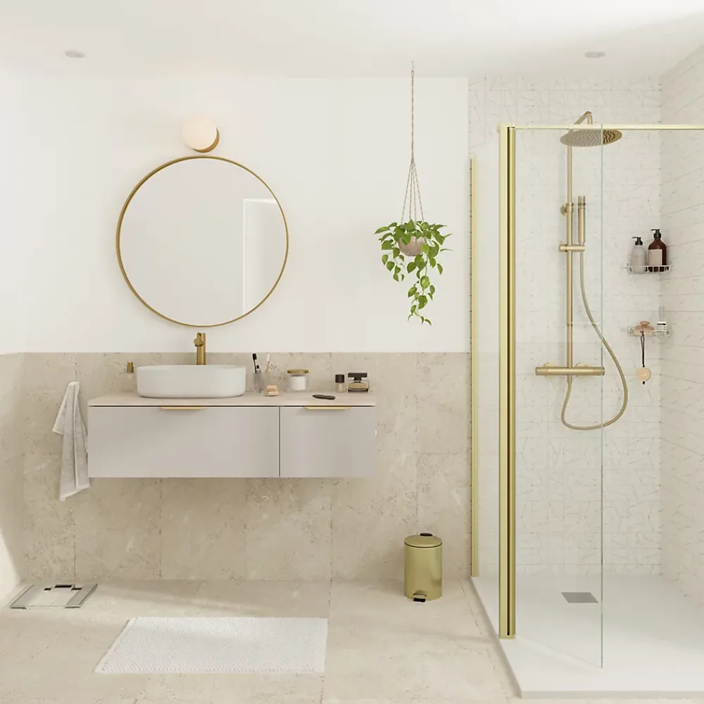 GoodHome Mitigeur de lavabo avec mousseur orientable, taille XL, doré, H.25,7 cm, Maza