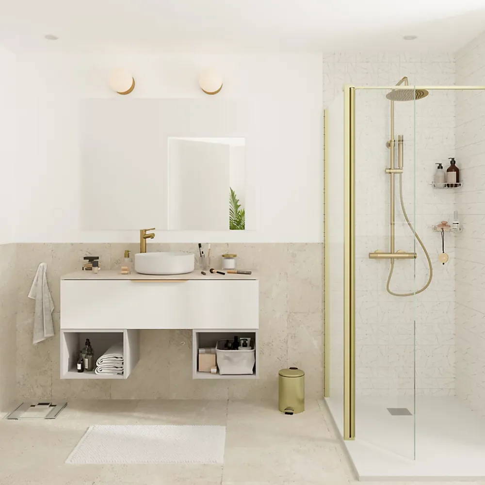 GoodHome Mitigeur de lavabo avec mousseur orientable, taille XL, doré, H.25,7 cm, Maza