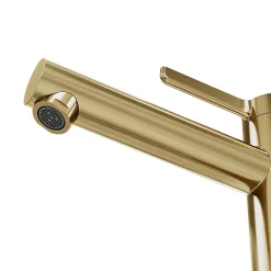 GoodHome Mitigeur de lavabo avec mousseur orientable, taille XL, doré, H.25,7 cm, Maza