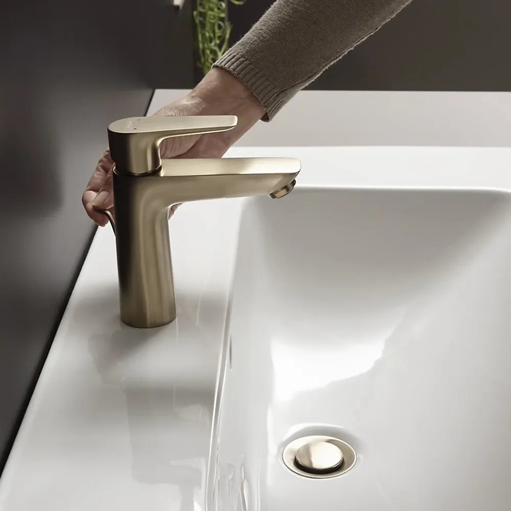 Hansgrohe Mitigeur de lavabo avec tirette et vidage bronze brossé, Talis E 110 EcoSmart