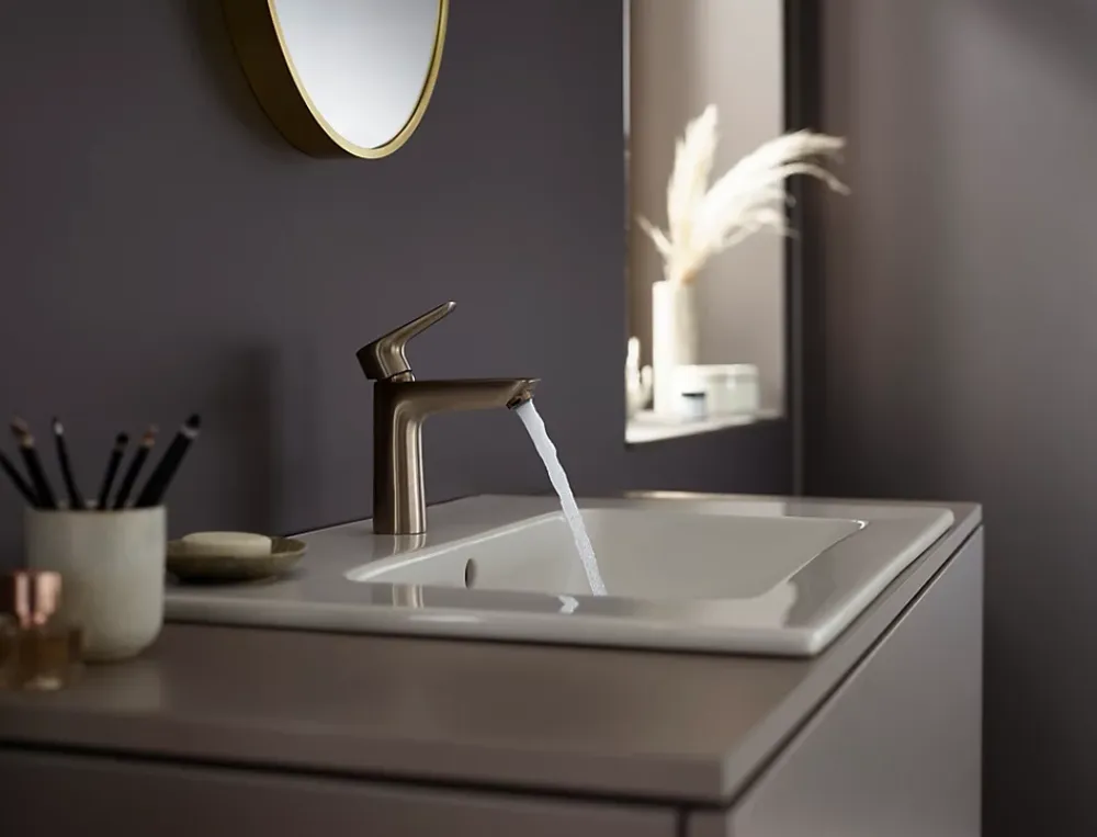 Hansgrohe Mitigeur de lavabo avec tirette et vidage bronze brossé, Talis E 110 EcoSmart