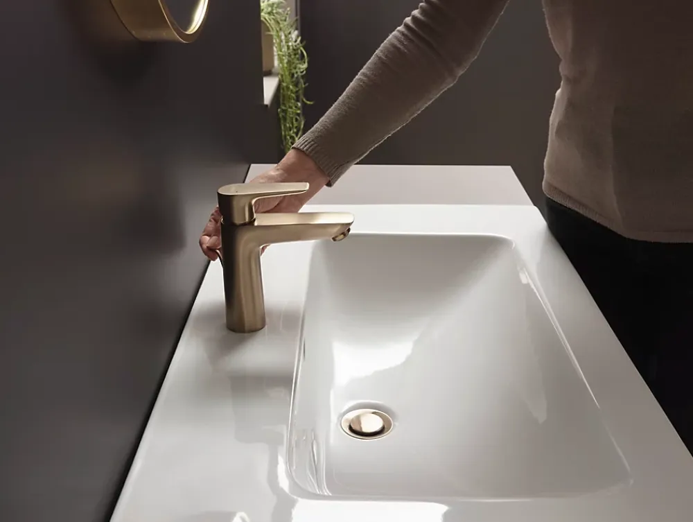 Hansgrohe Mitigeur de lavabo avec tirette et vidage bronze brossé, Talis E 110 EcoSmart