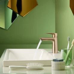 Hansgrohe Mitigeur de lavabo avec tirette et vidage bronze brossé, Talis E 110 EcoSmart