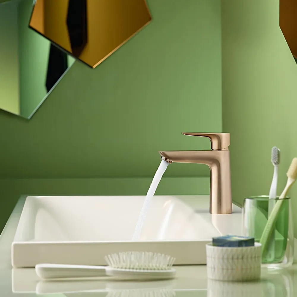 Hansgrohe Mitigeur de lavabo avec tirette et vidage bronze brossé, Talis E 110 EcoSmart