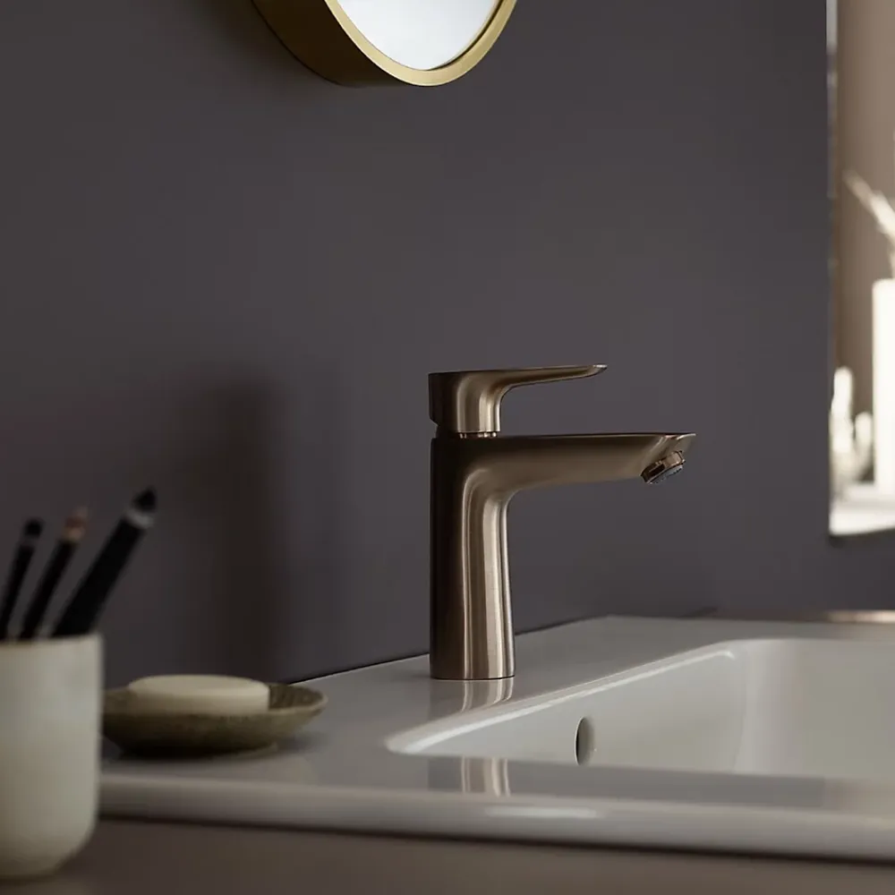 Hansgrohe Mitigeur de lavabo avec tirette et vidage bronze brossé, Talis E 110 EcoSmart